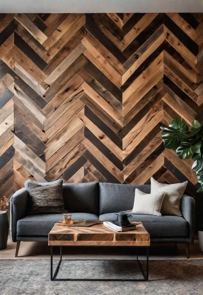 4. Wooden Herringbone Wall Pattern