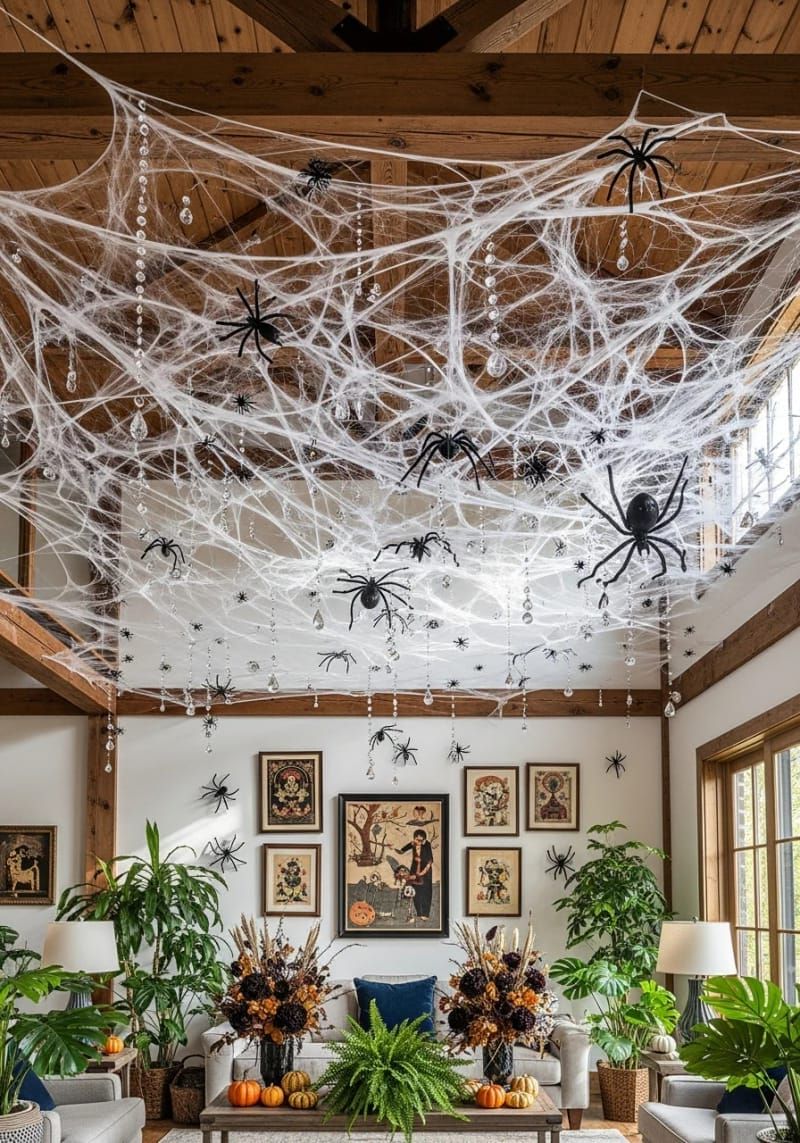 13. Spiderweb Ceiling Canopy with Dew-Drop Beads - photo 2