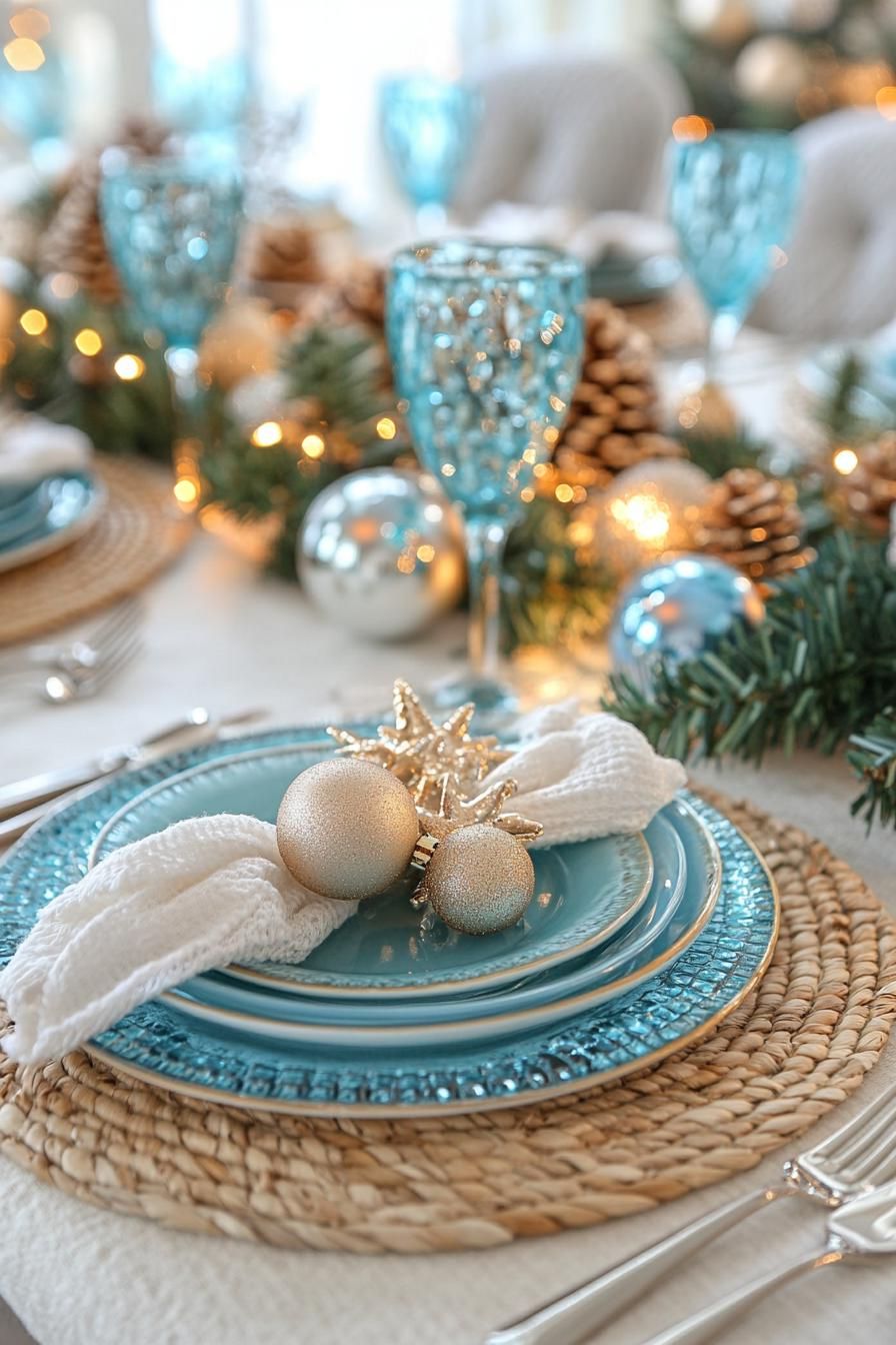15. Coastal Christmas Table Setting Ideas - photo 3
