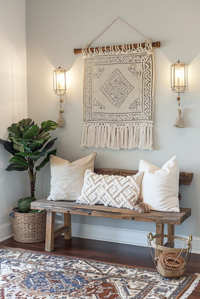 13. Elegant Boho Entryway with Polish