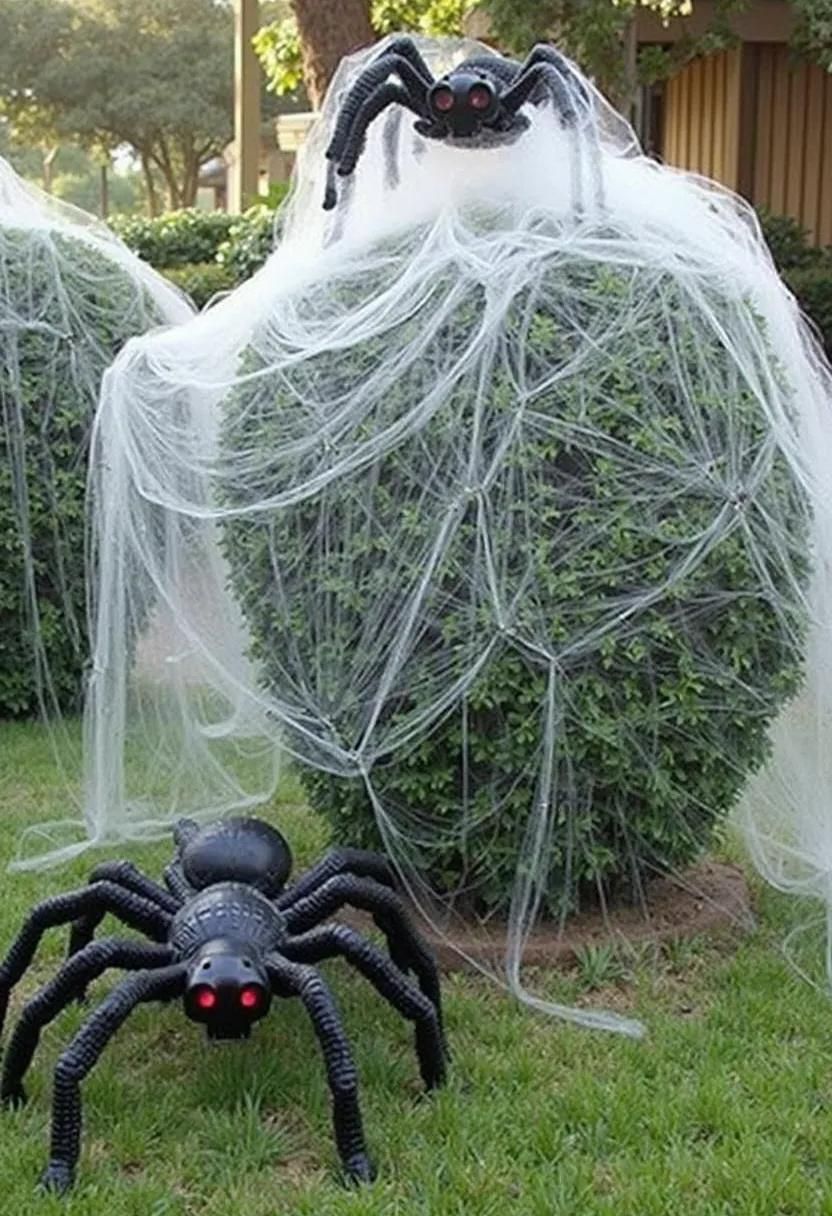 9. Spooky Bush Spider Web Display - photo 2