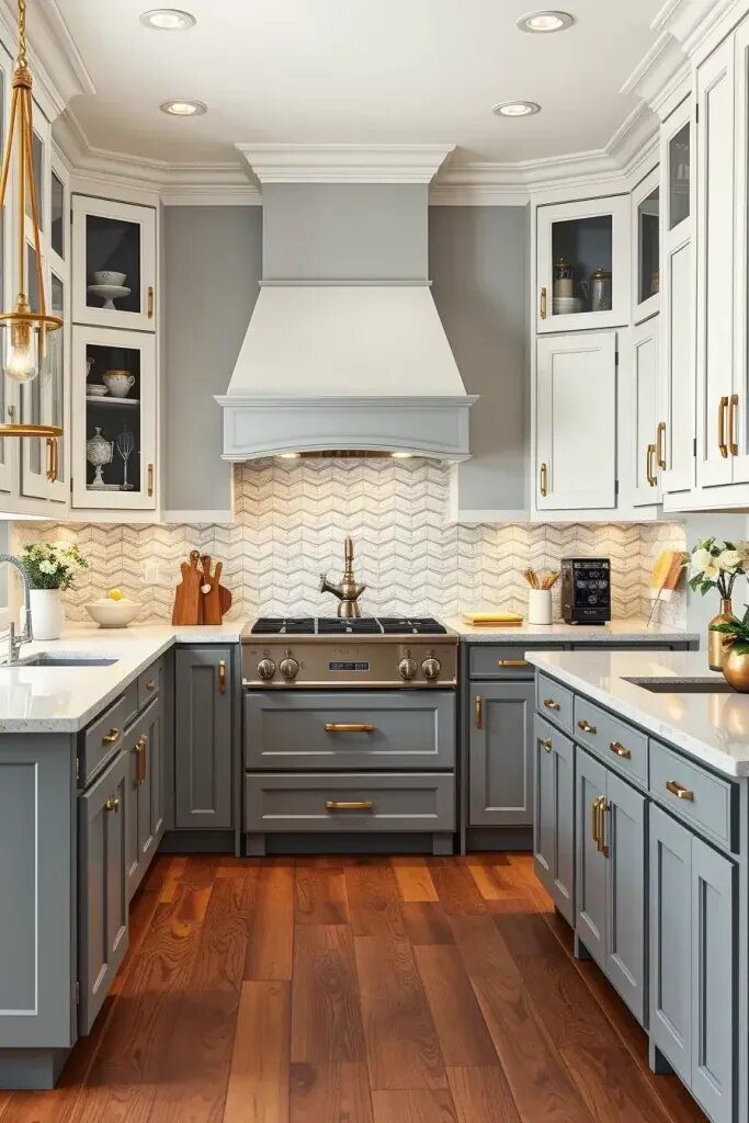 Gray and White Cabinets for Balanced Contrast