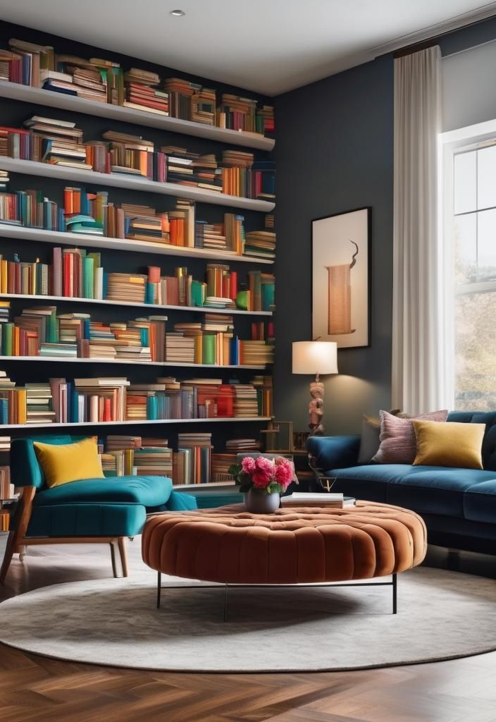 20. Stacked Book Wall Display