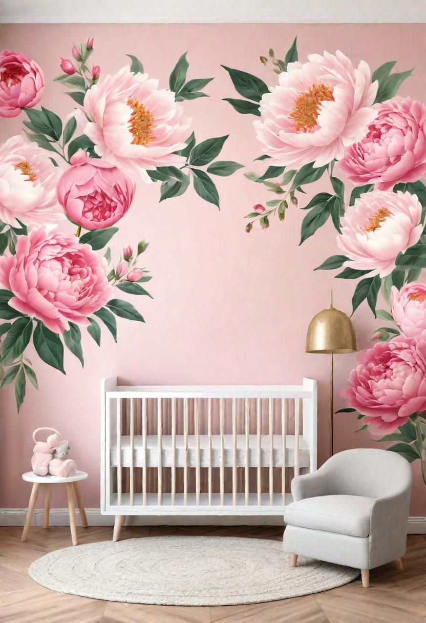 4. Vintage Pink Peony Wall Decals
