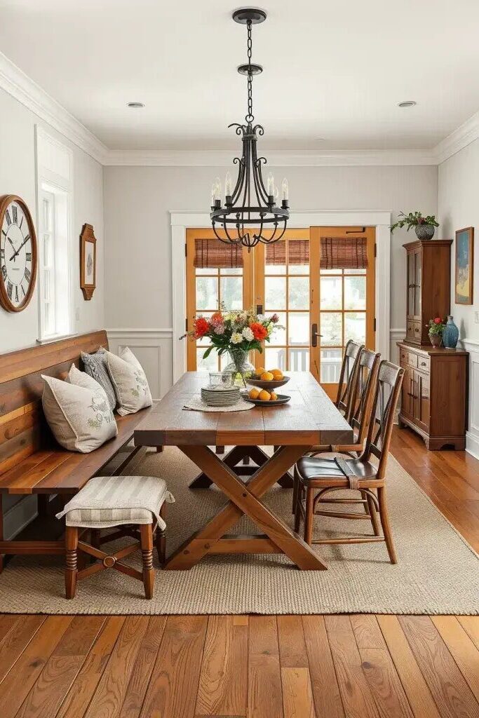 Bench Seating for a Communal Farmhouse Feel