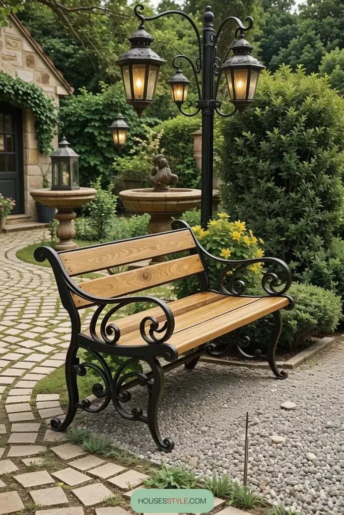 Benches with Cast Iron Legs and Wood Slats