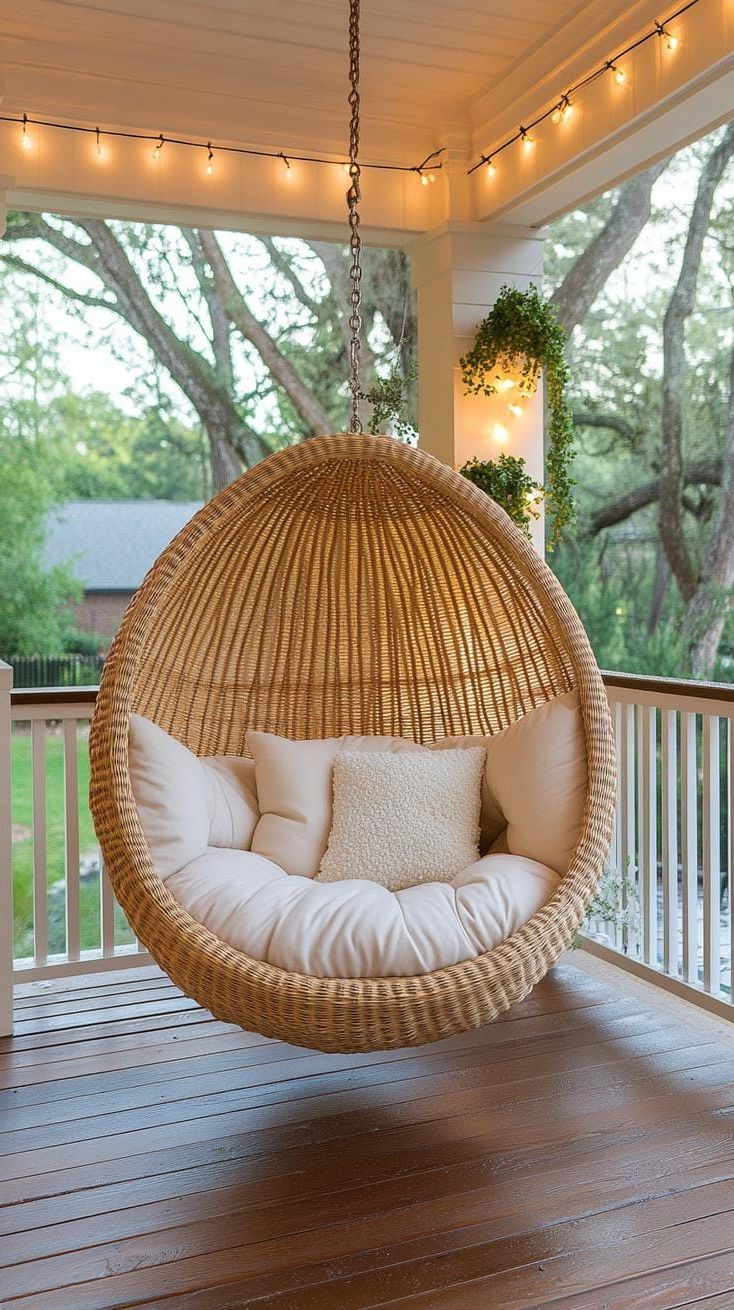 20. Cozy Reading Nook With a Hanging Chair