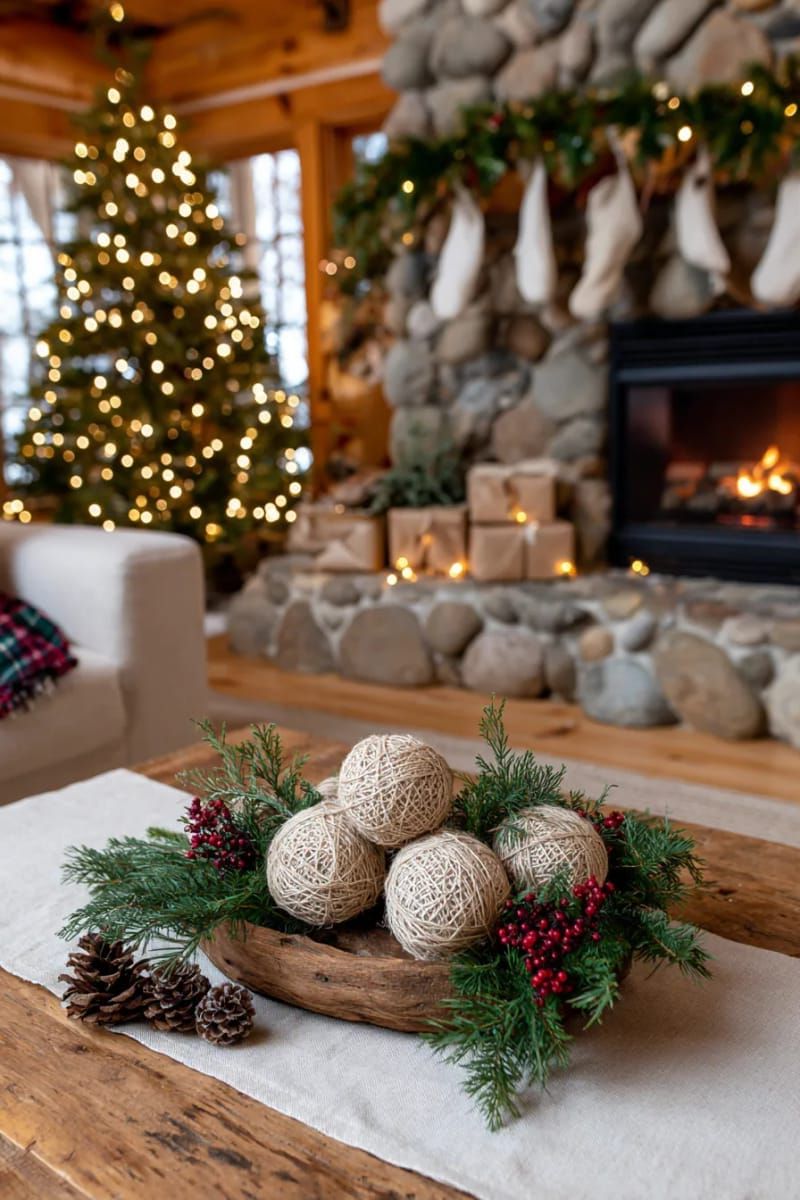 12. Twine-wrapped ornaments with eucalyptus and berries - photo 3