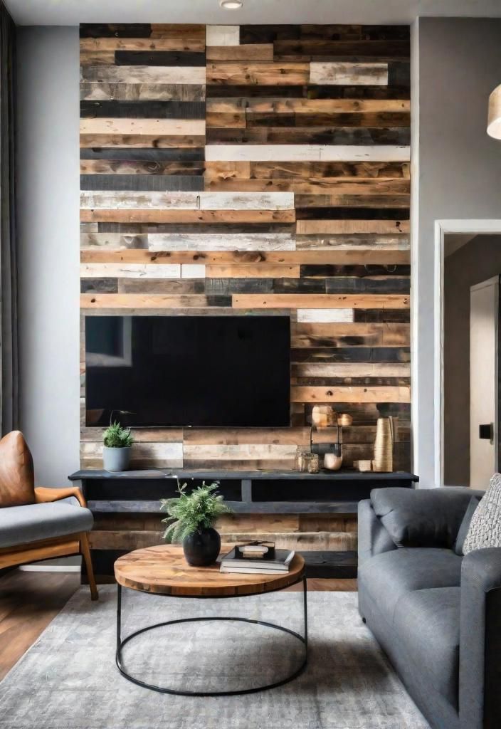 34. Reclaimed Pallet Wood Wall