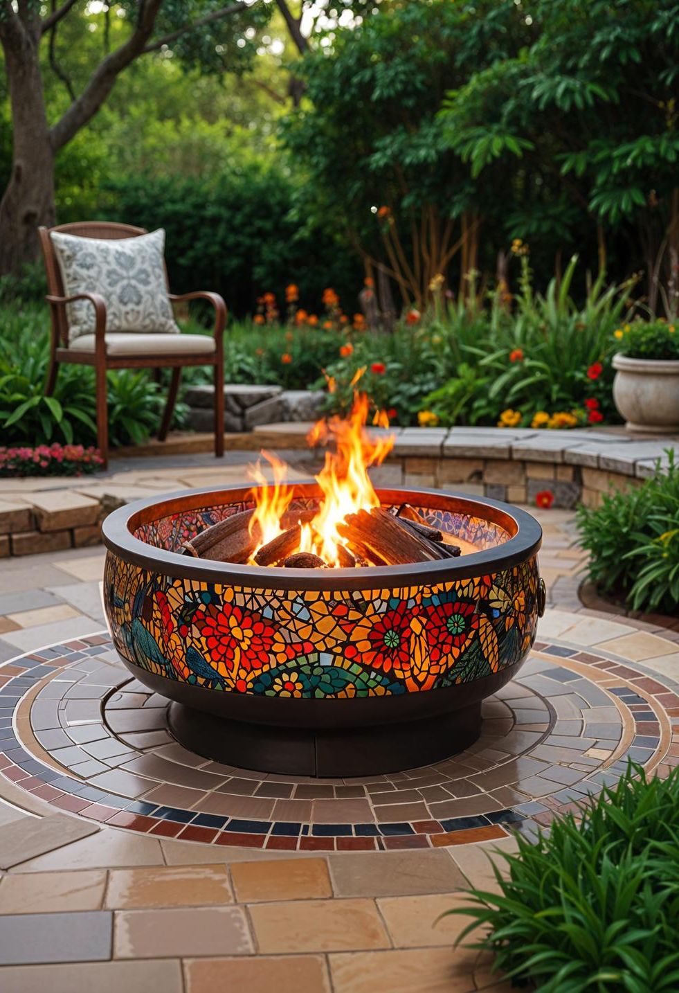 5. Colorful Mosaic Tile Fire Pit Ideas - photo 2