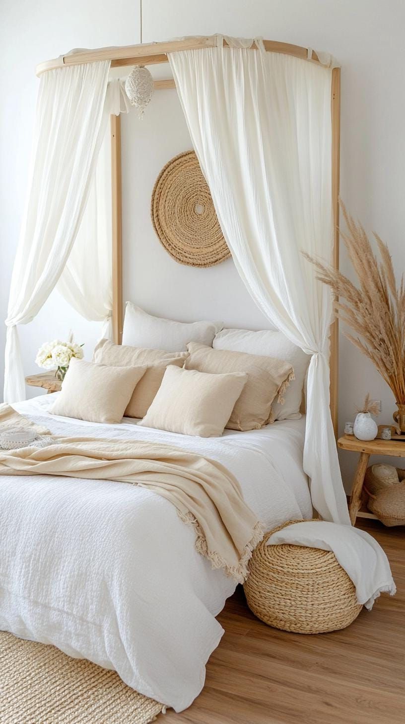 12. Canopy Beds Draped in Light Cotton