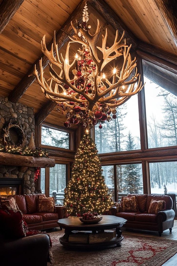 10. Chandelier Ornaments for Lodge Style