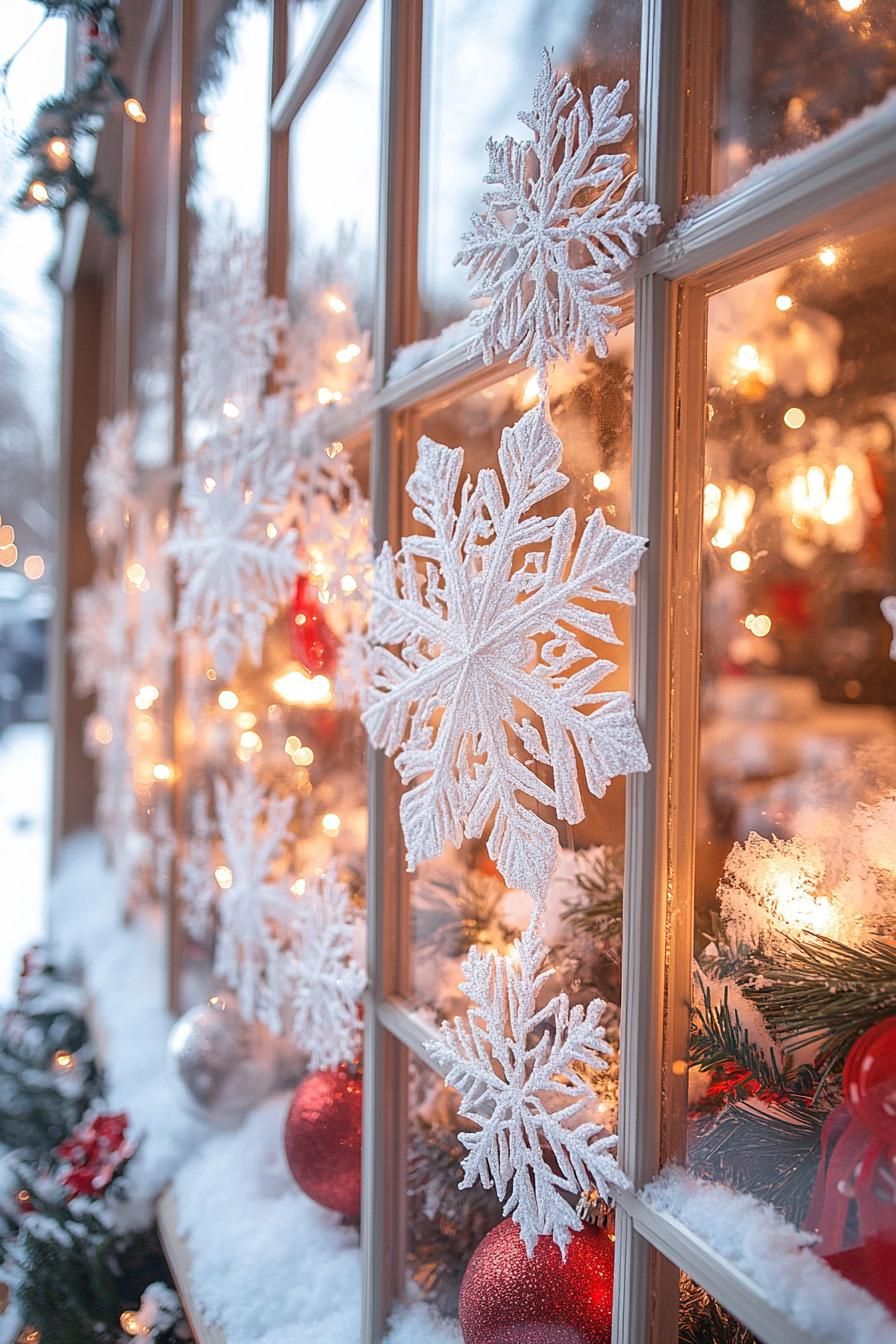 4. Festive Snowflake Window Decor Ideas