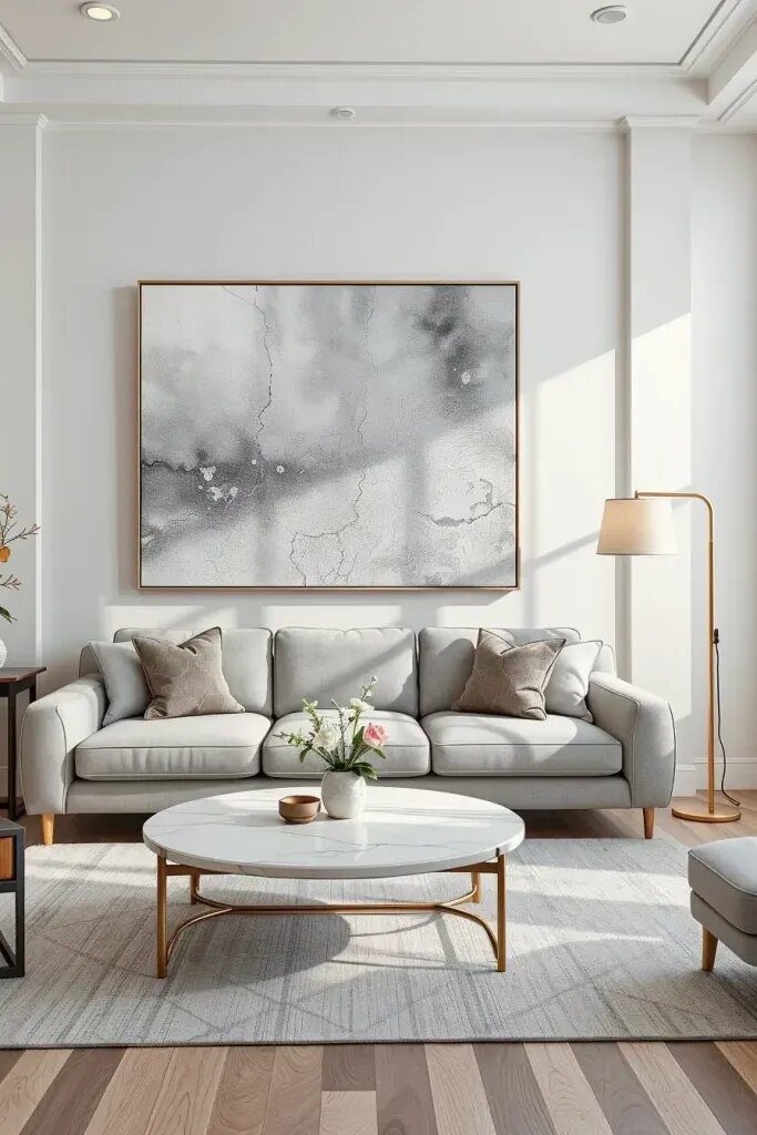 3. Hang Oversized Textured Canvas Art for Impact