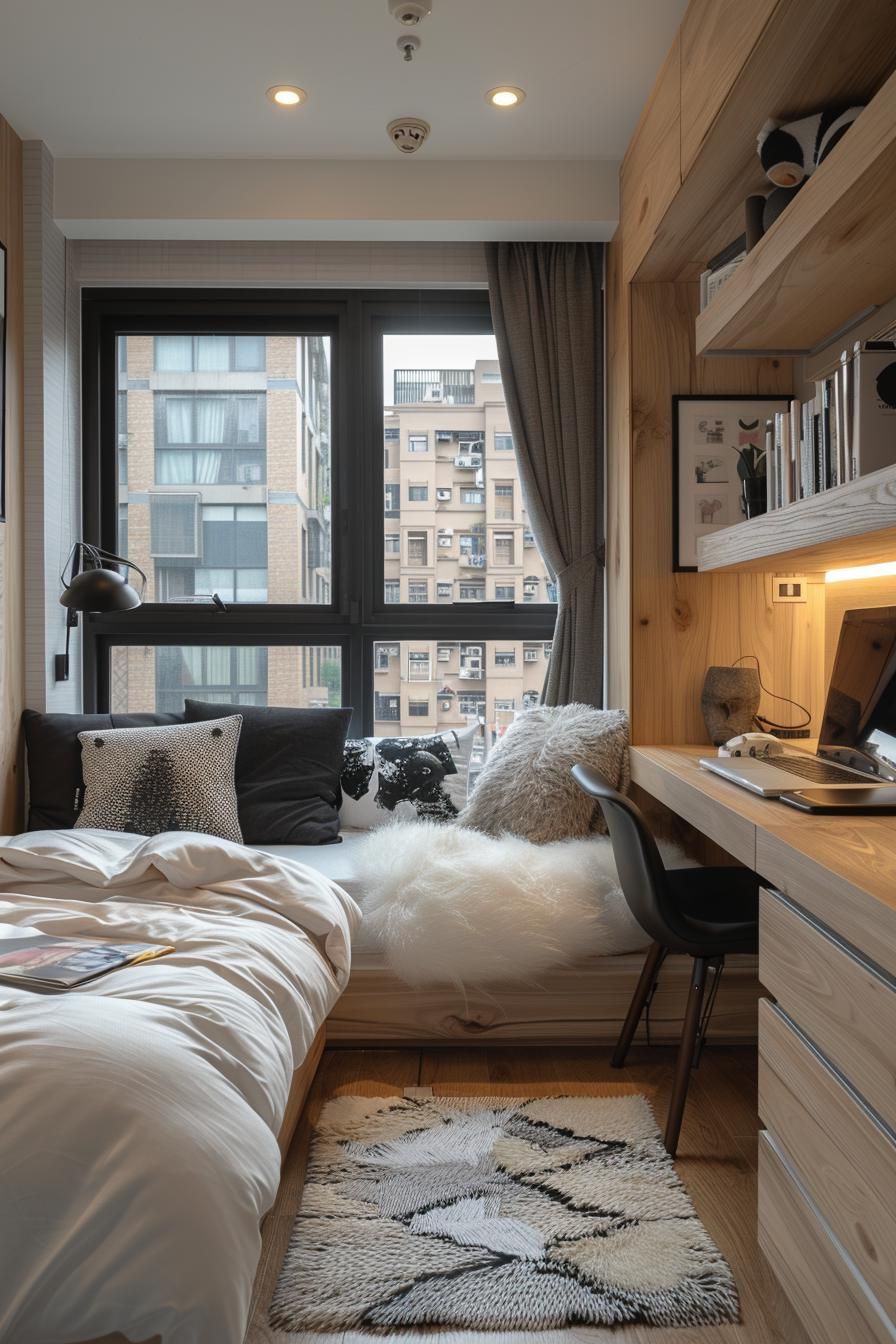 1. Chic Monochrome Dorm Decor