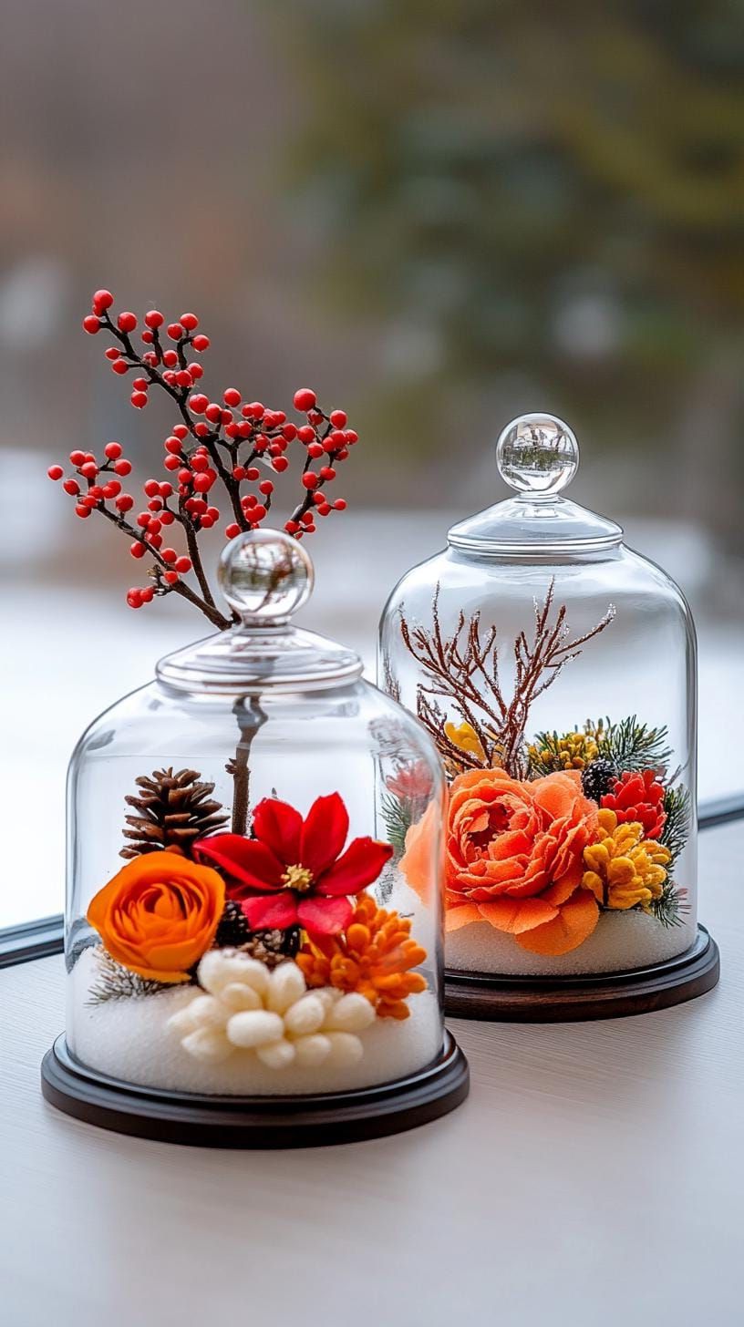 16. Glass cloches with winter botanical displays - photo 3