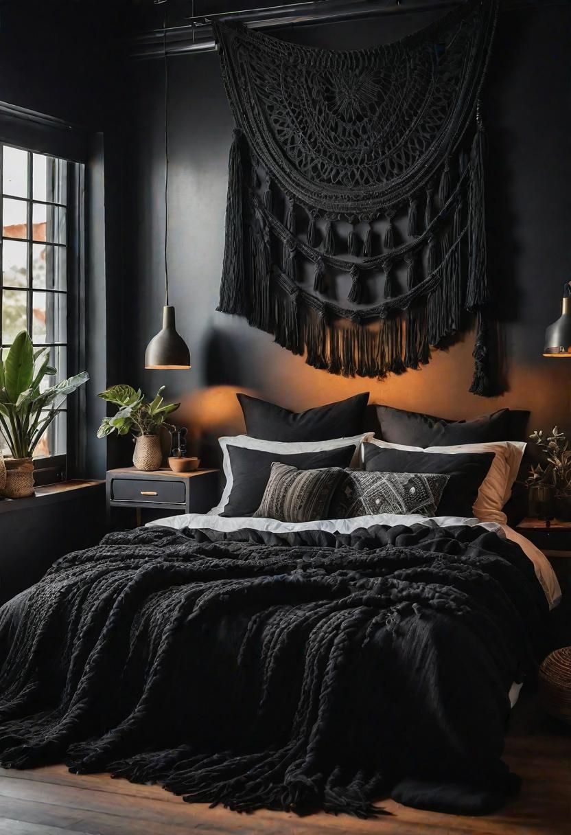 12. Cozy Boho Black Bedroom Style - photo 2