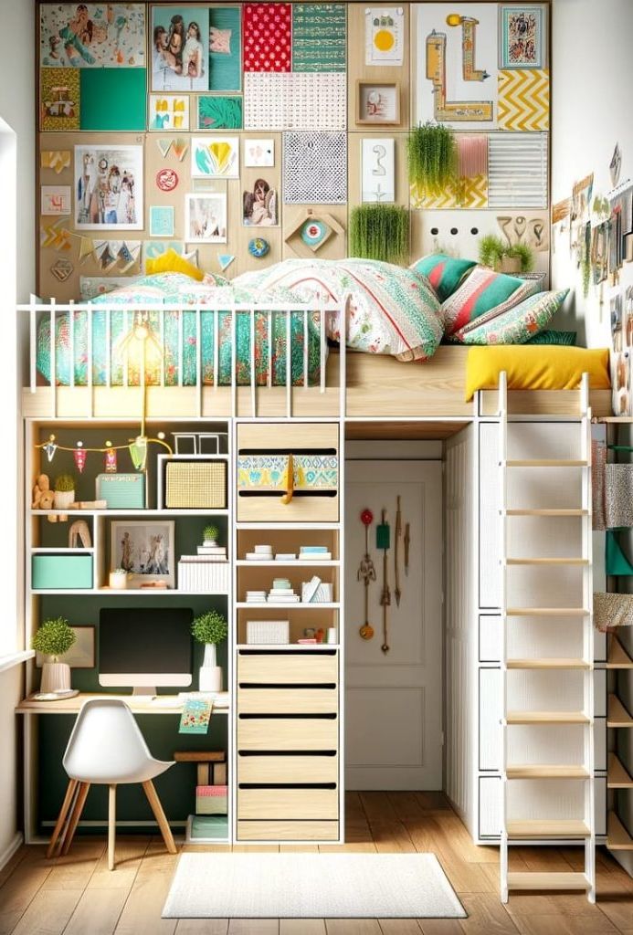 9. Loft Beds With a Workspace Below