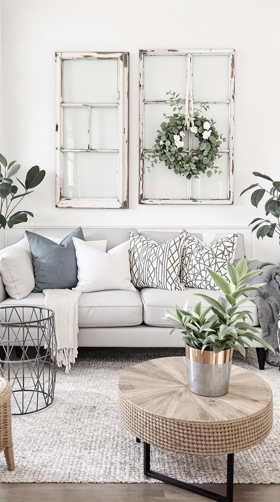 19. Vintage Window Frames Used as Wall Art