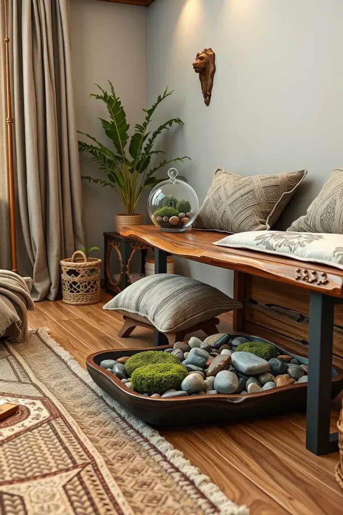 Using Pebbles and Moss for Ground-Level Decor