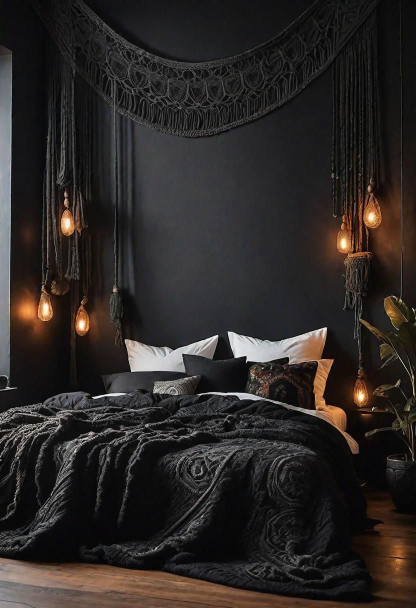 12. Cozy Boho Black Bedroom Style