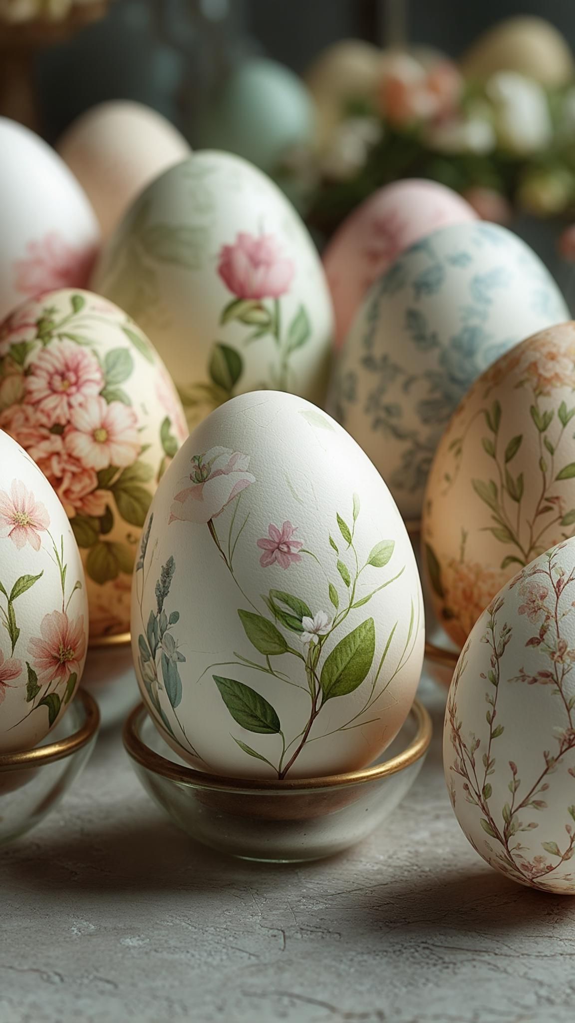 2. Vintage Botanical-Print Easter Eggs
