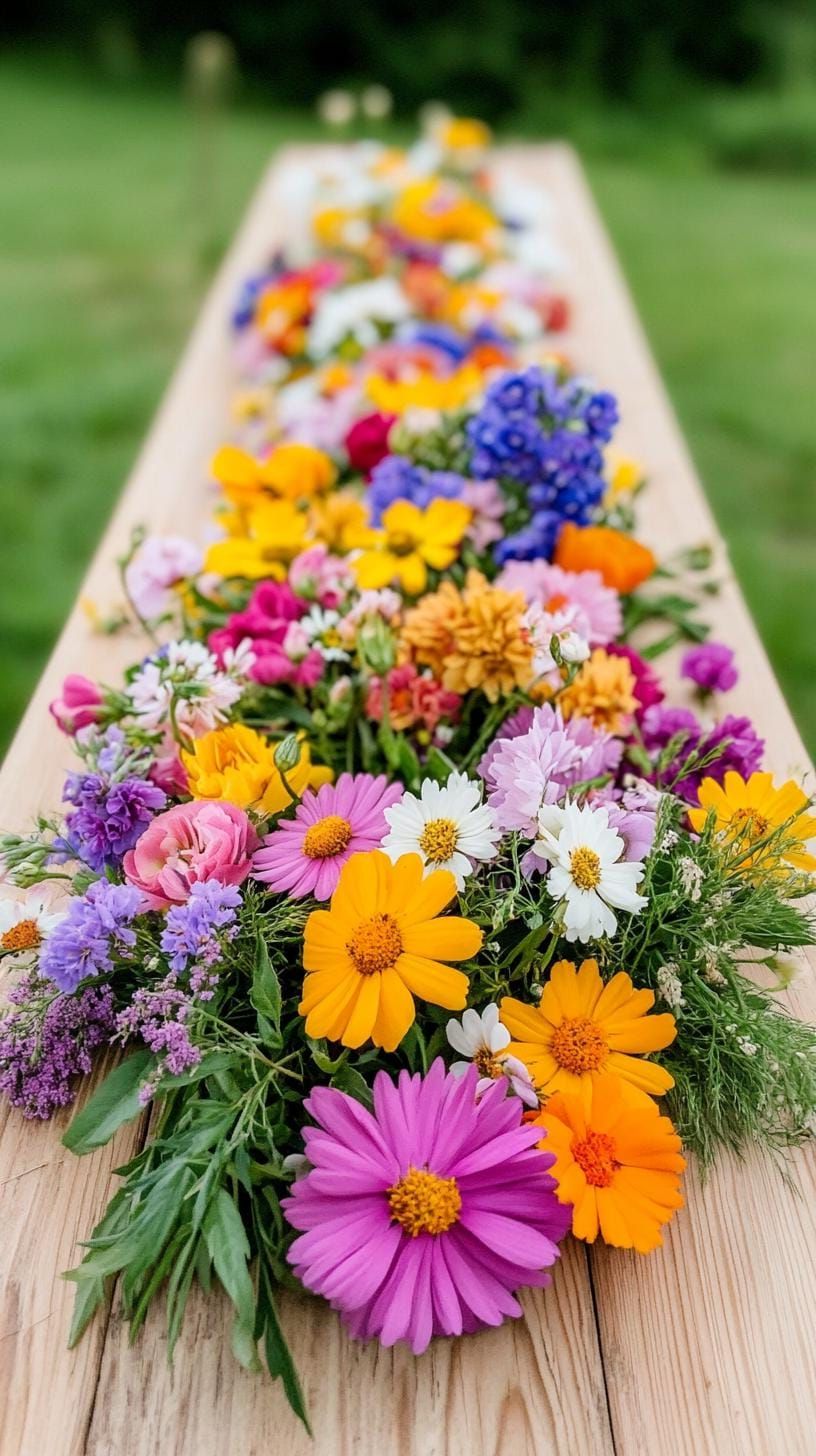 11. Rustic Tables With Overflowing Wildflower Centerpieces - photo 2