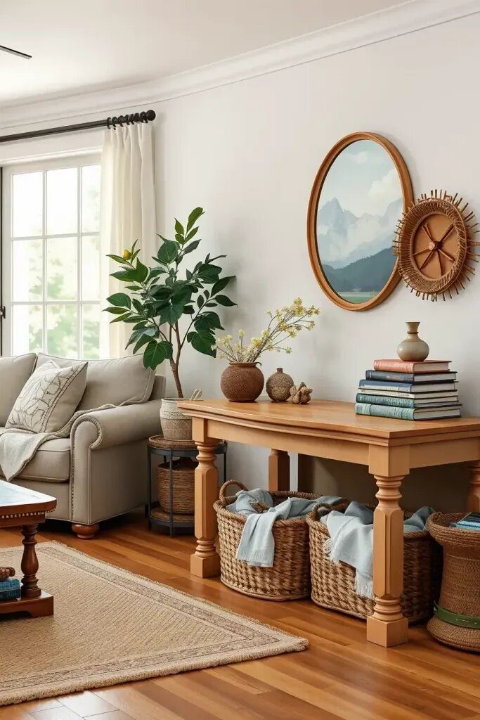 54. Organize With Woven Storage Baskets