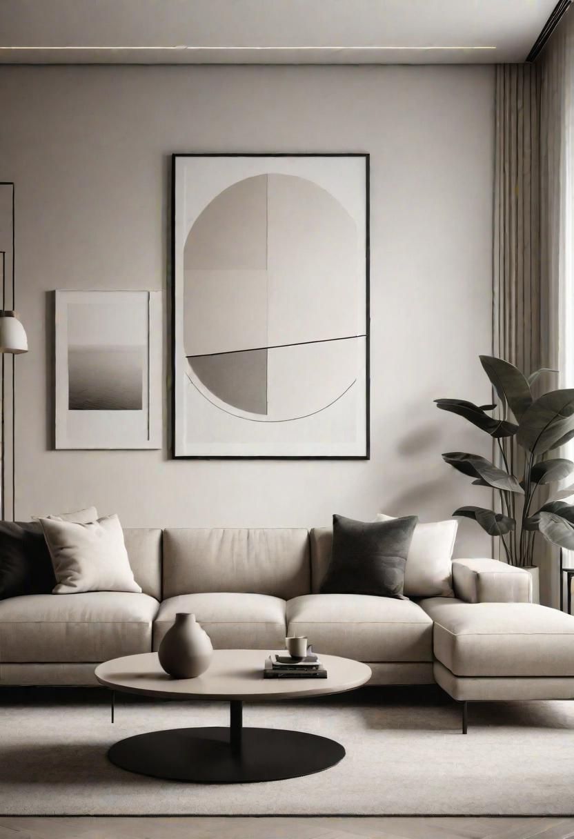 23. Sharp Minimalist Neutral Living Room