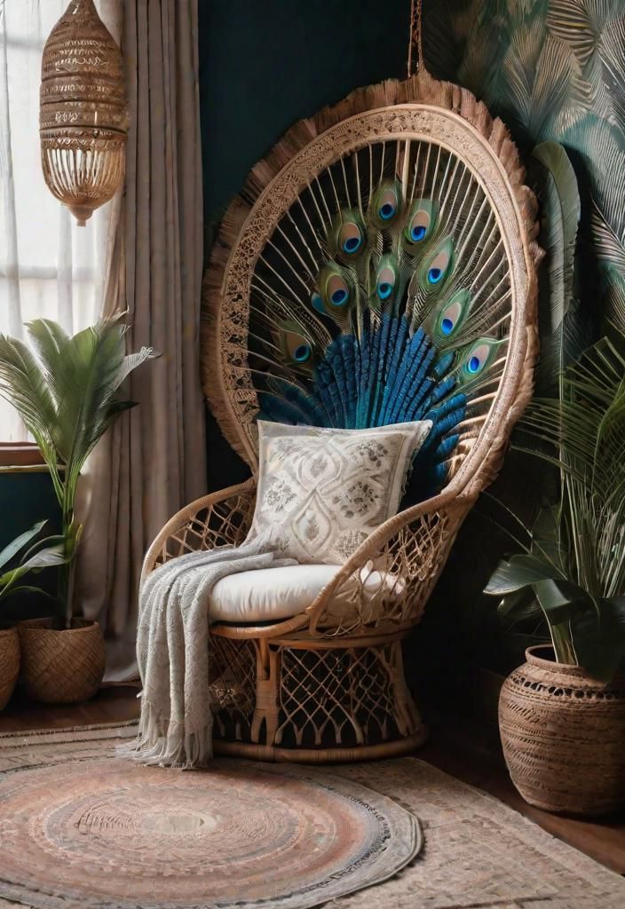 20. A Cozy Corner With A Peacock Chair