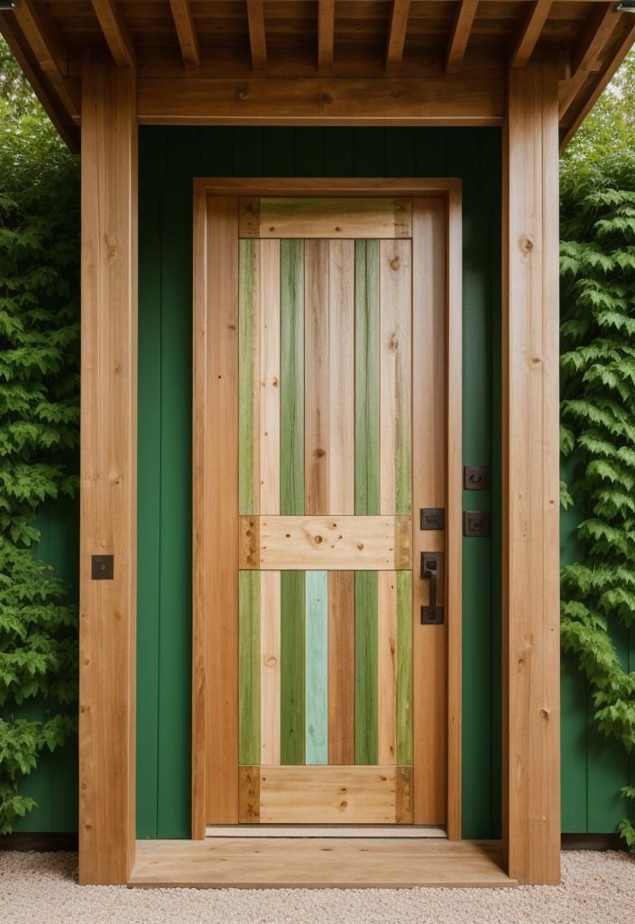 18. Upcycled Green Wooden Door Design