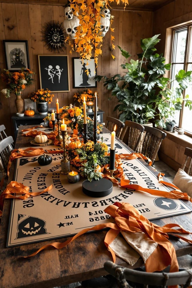 7. Cardboard Ouija Board Table Centerpiece