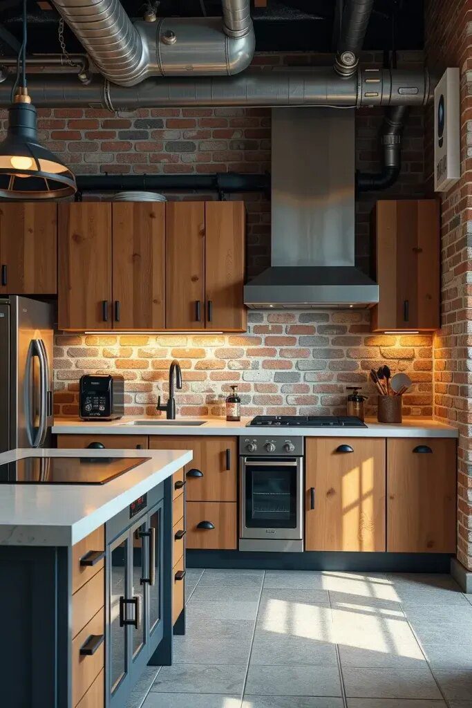 Wood Cabinets With an Industrial Metal Touch