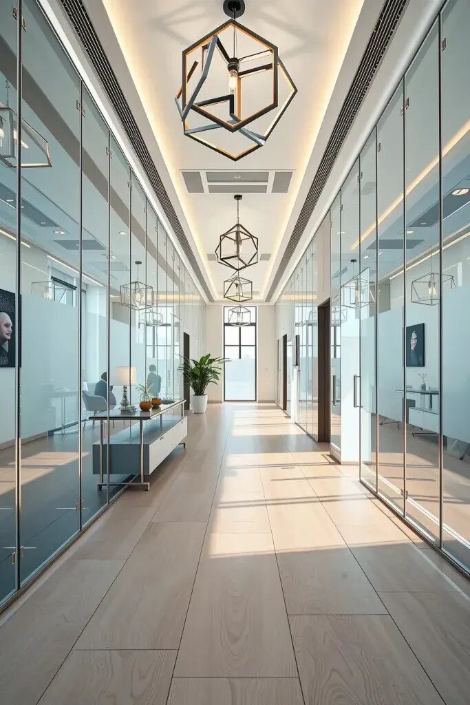 Transparent Materials in Layered Hallway Design