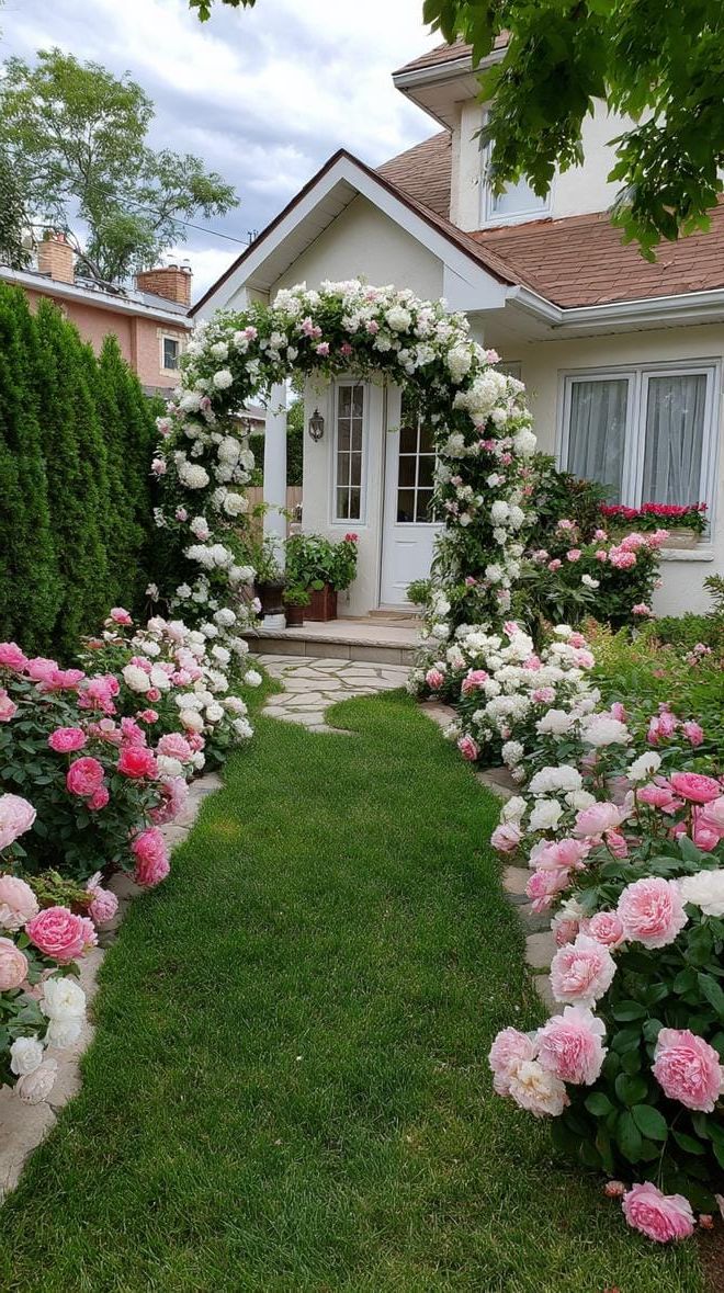 28. A Romantic Floral Arch Set Among Rosebush Hedges - photo 2