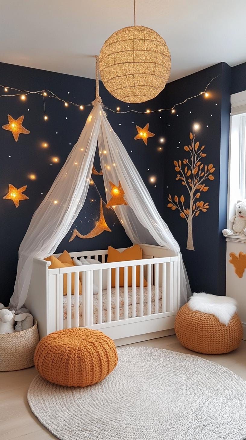 3. Canopy Ceiling with Twinkling Lights and Star Murals - photo 2