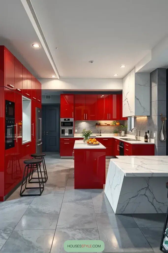 Modern Red Cabinets for Contemporary Kitchens
