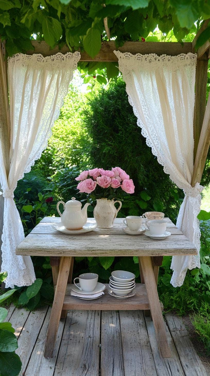 29. Vintage Table Nook Framed by Lace Curtains - photo 2