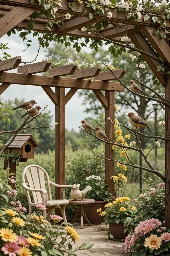 Whimsical Bird Sculptures on Garden Branches - photo 2