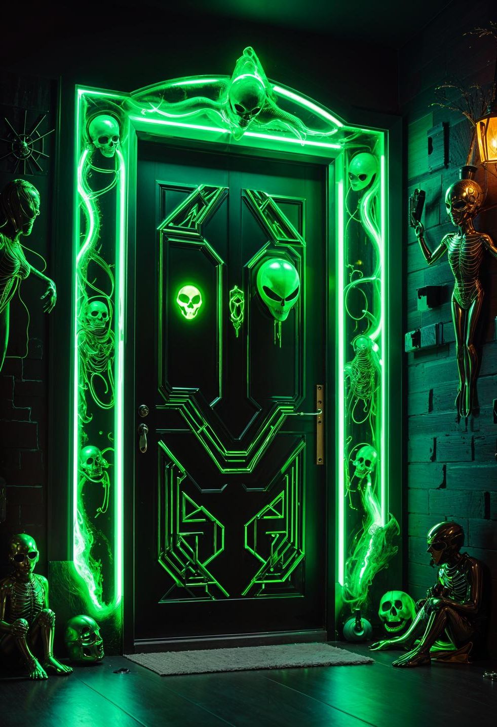 19. Neon Alien Halloween Door Decor