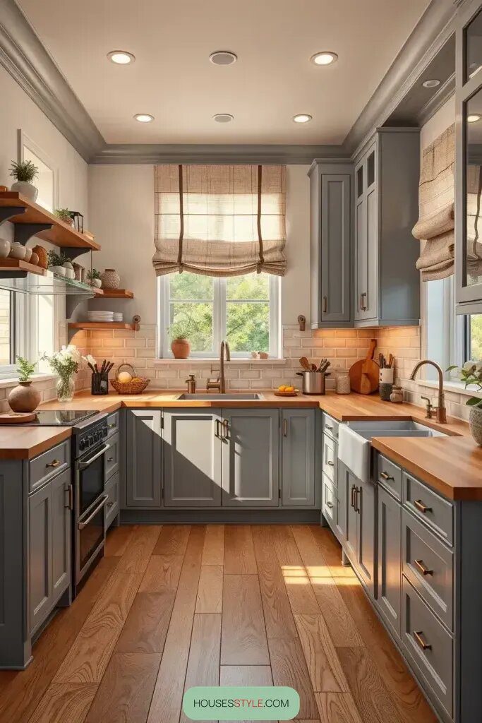 Cozy Kitchens with Warm Gray Cabinets