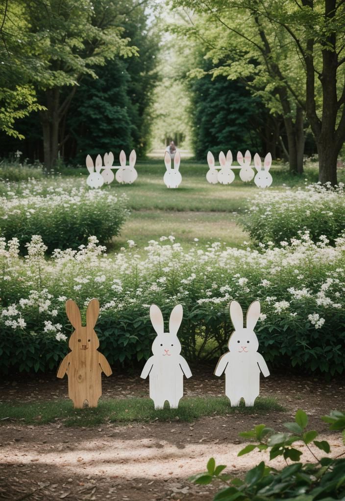 17. Rustic Bunny Garden Display Ideas