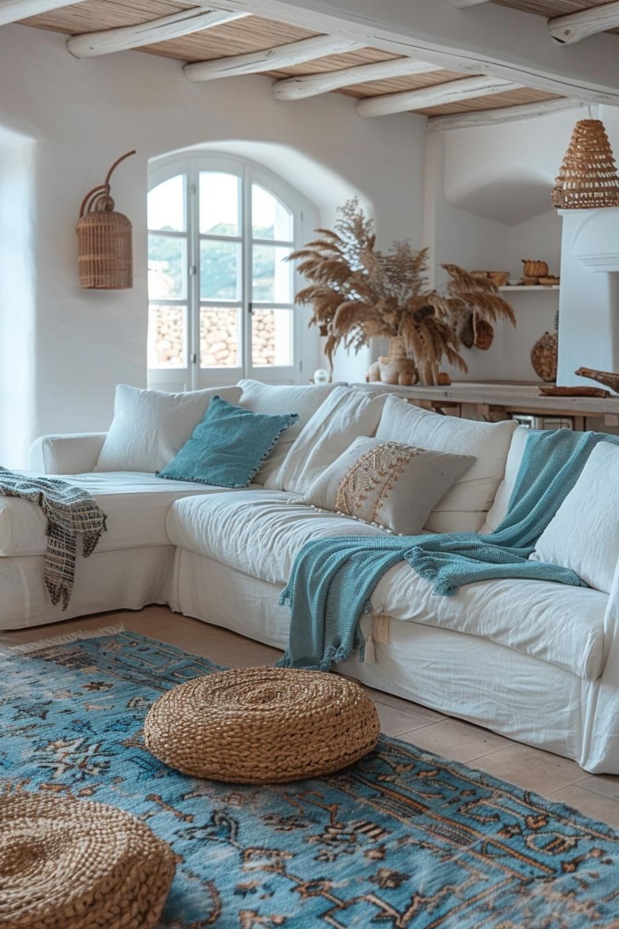 5. Layered Boho Coastal Rug Ideas