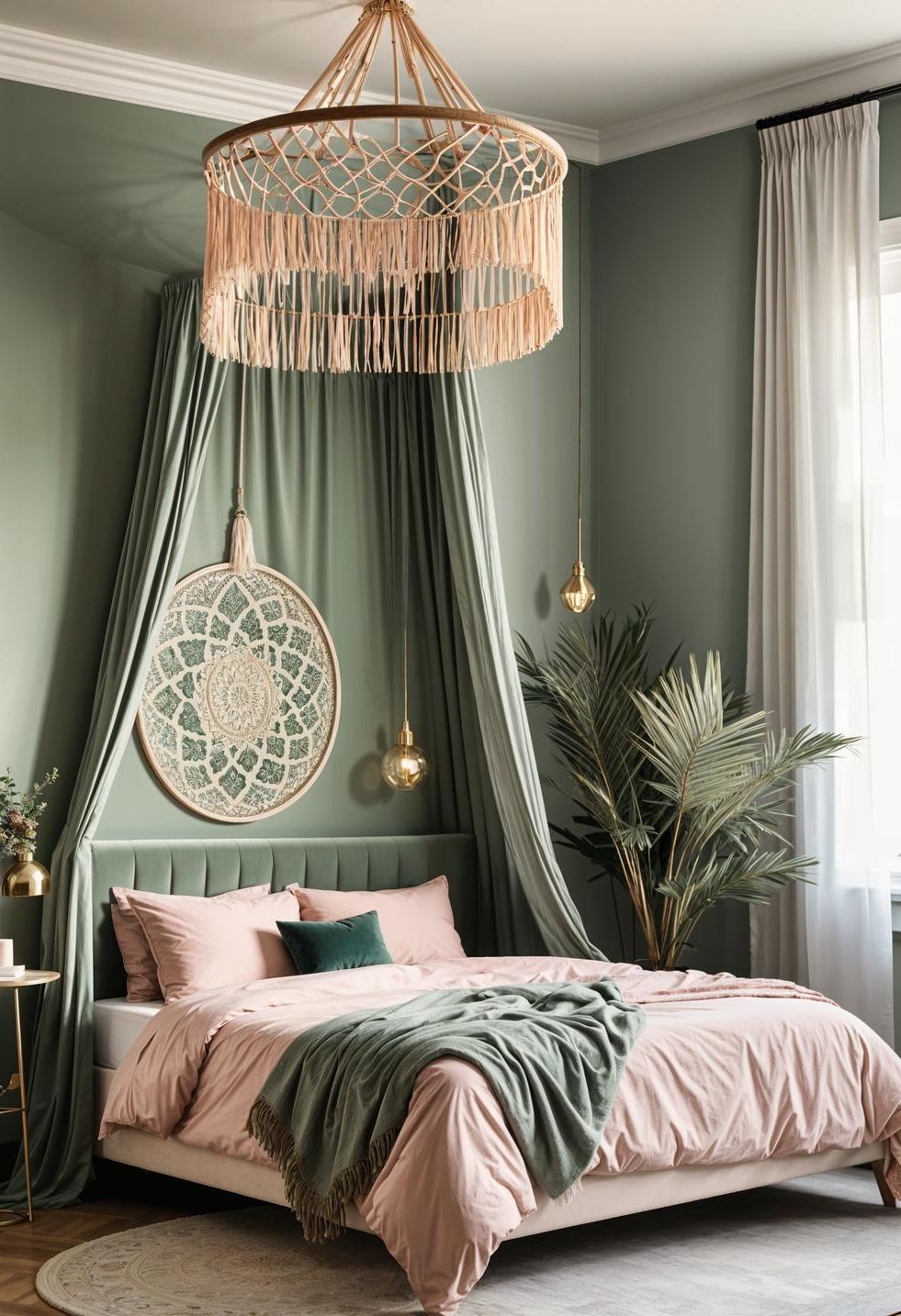 2. Boho-Chic Sage and Blush Bedroom Decor - photo 4