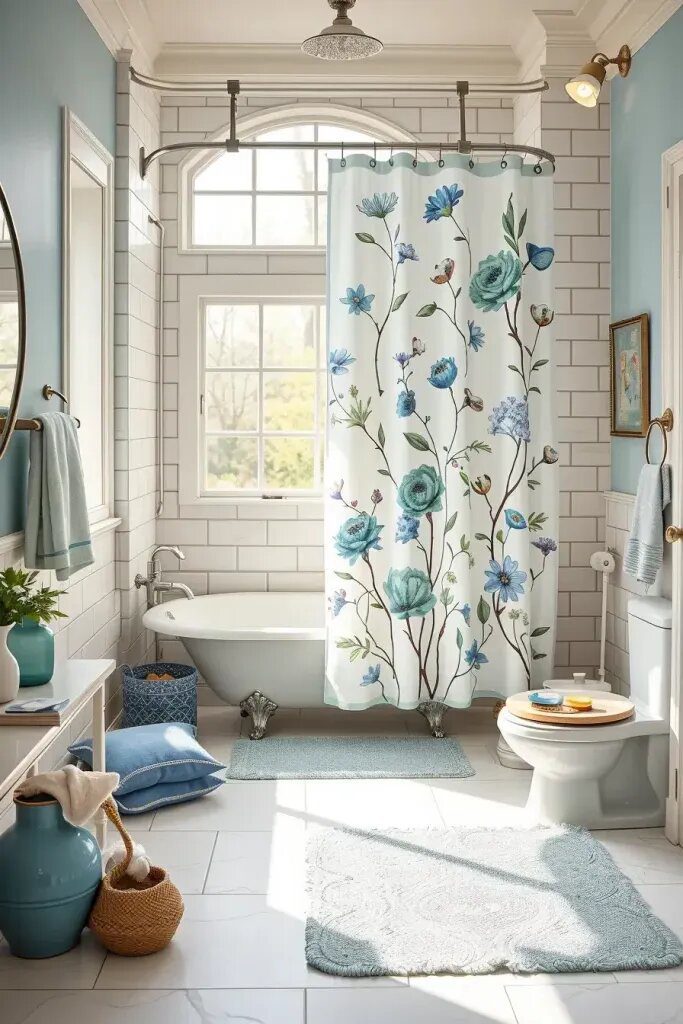 Sage And Blue Shower Curtain And Rug Pairings - photo 2