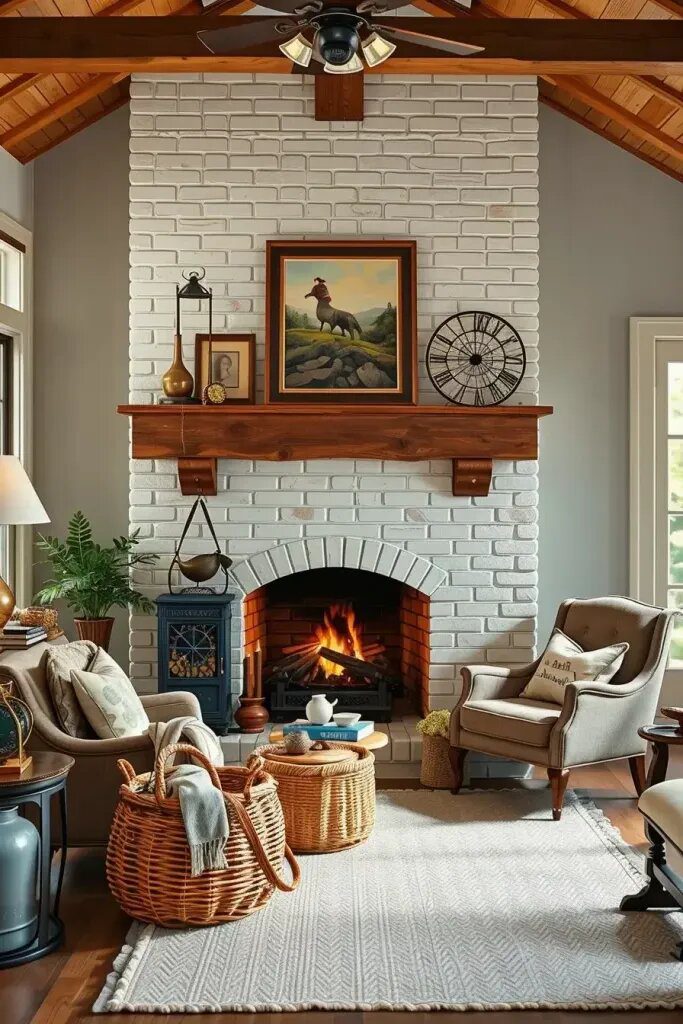 42. Whitewash A Brick Fireplace