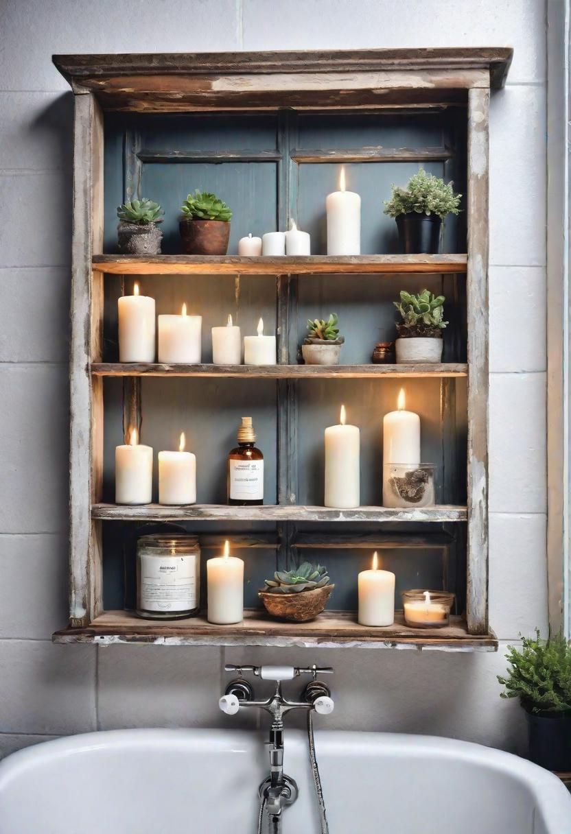 6. Vintage Window Frame Shelf Design