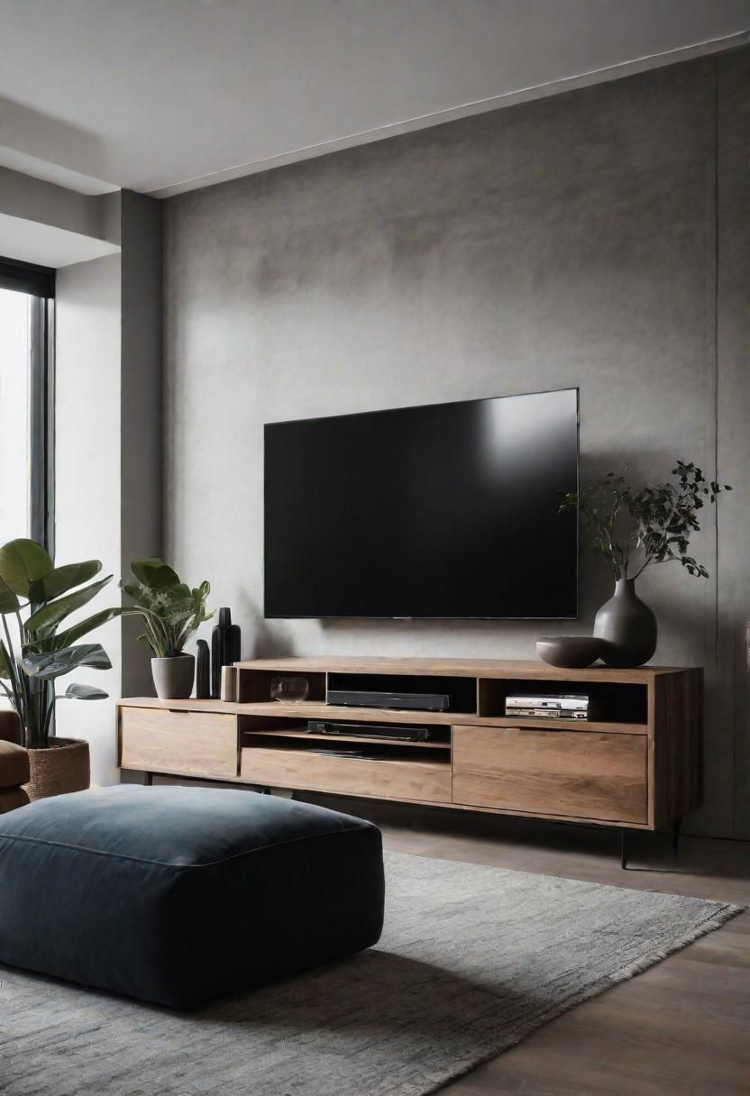 23. Minimalist TV Stand with Extra Uses
