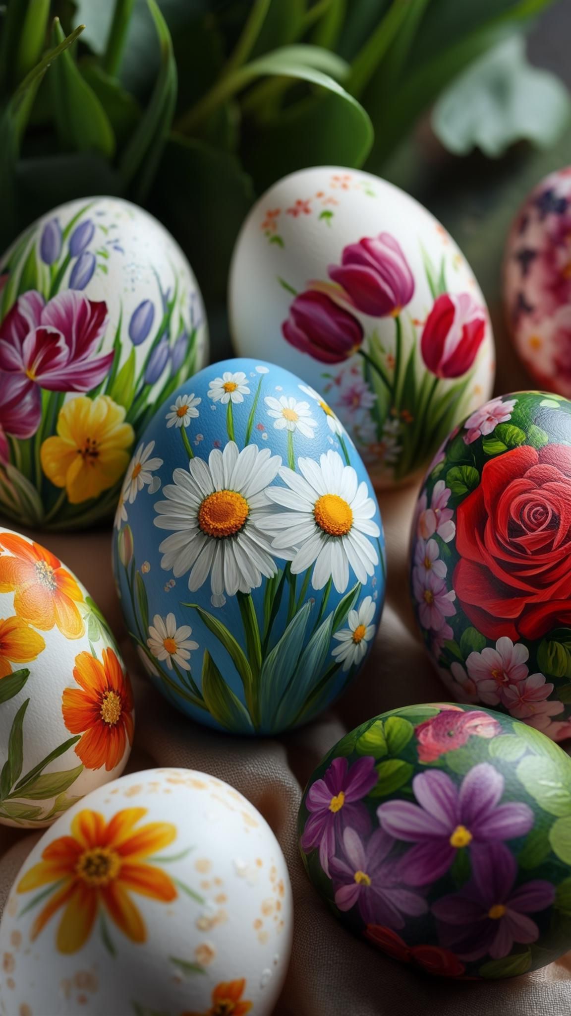 1. Floral Hand-Painted Easter Eggs