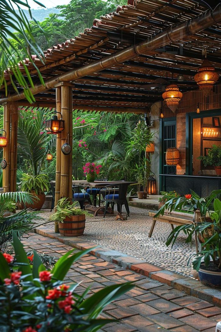 5. Bamboo Tropical Patio Roof Ideas
